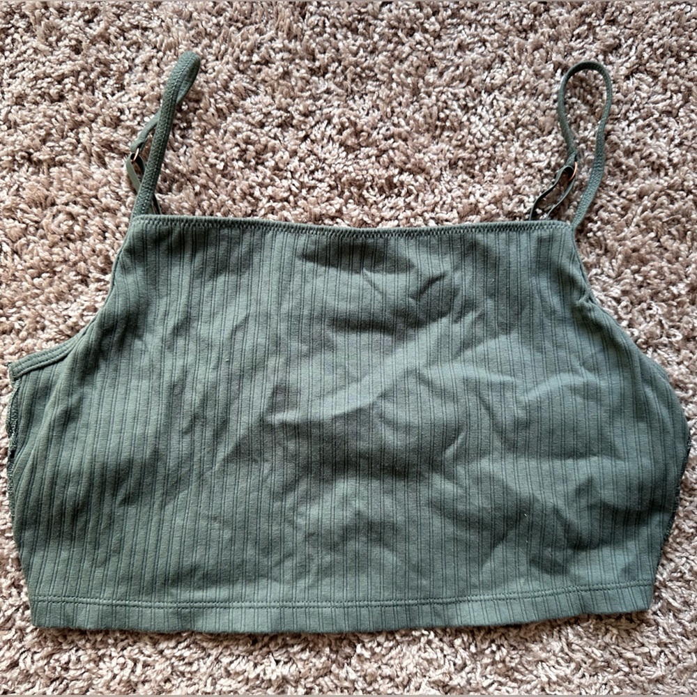 Aerie Olive Ribbed Bandeau